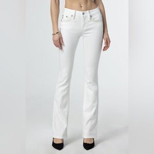 White jeans mid rise flared